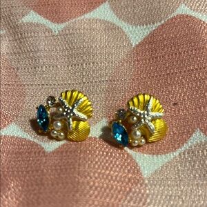 New seashell, starfish faux pearl and gem earrings